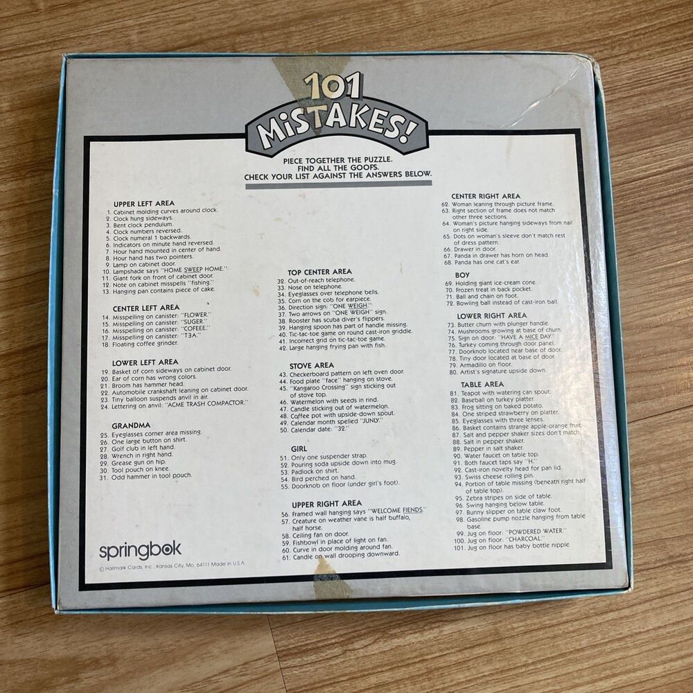 Springbok 101 Mistakes Jigsaw Puzzle Plus Series - Grandma’s Kitchen - Complete - Picture 3 of 3